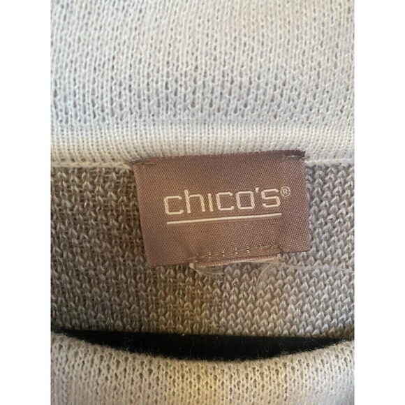 Chico's Tan/beige multi pattern cow neck sweater. Sz.12 - Picture 3 of 3